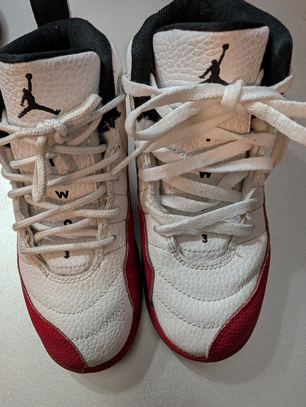 NIKE Jordan Kids White and Red High-Top Sneakers